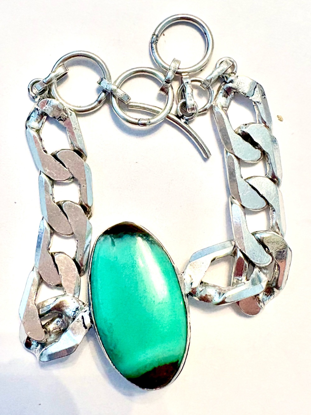 Beautiful, exclusive, Chrysoprase chain bracelet, fits size, 8–8 1/2–9. ,